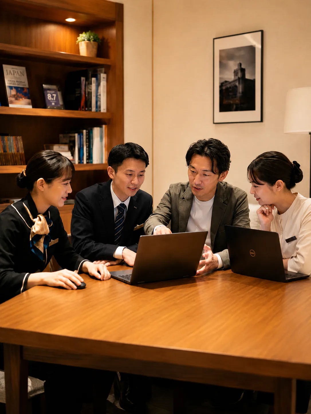 少人数でノートPCを操作する実践形式のイメージ