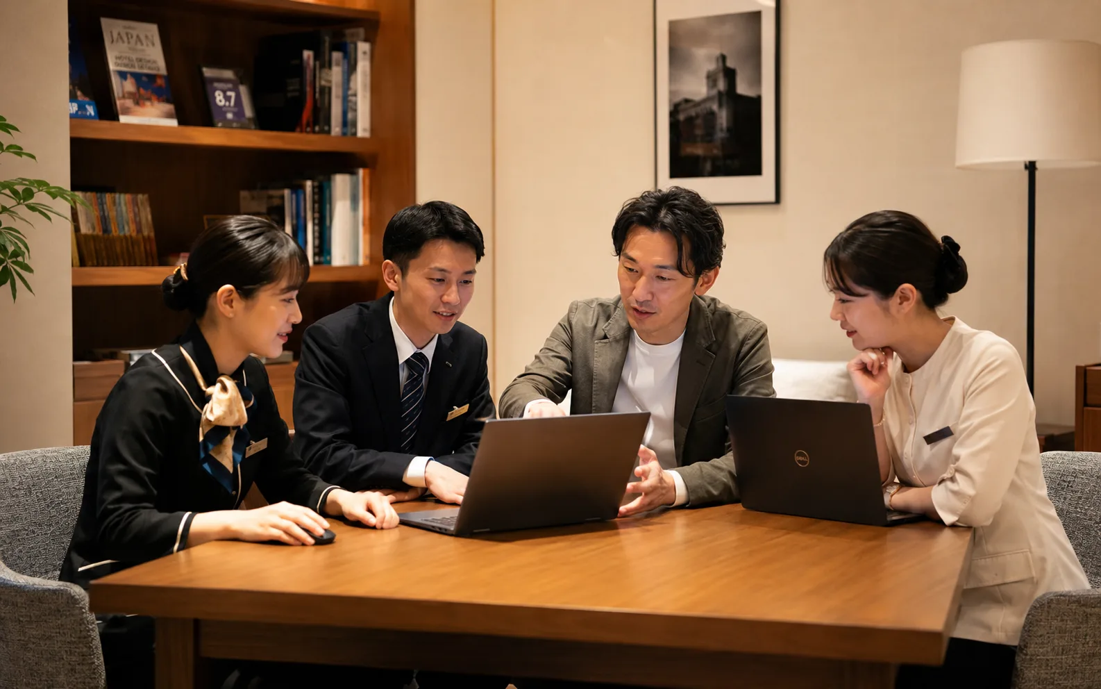 少人数でノートPCを操作する実践形式のイメージ