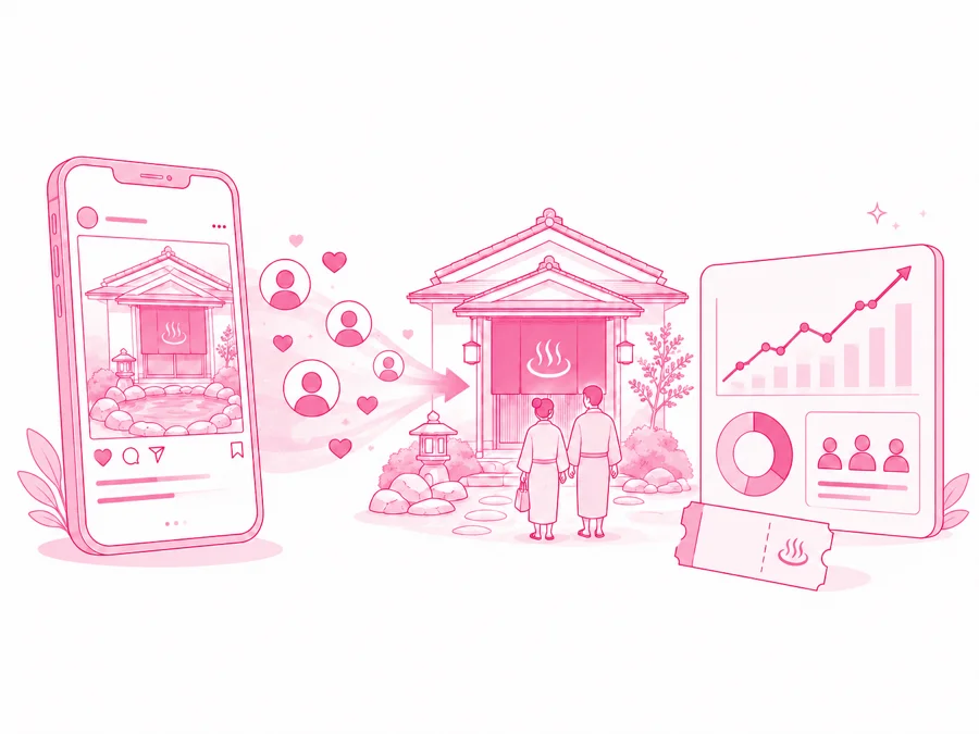 Instagram投稿から来店・分析につながるイラスト